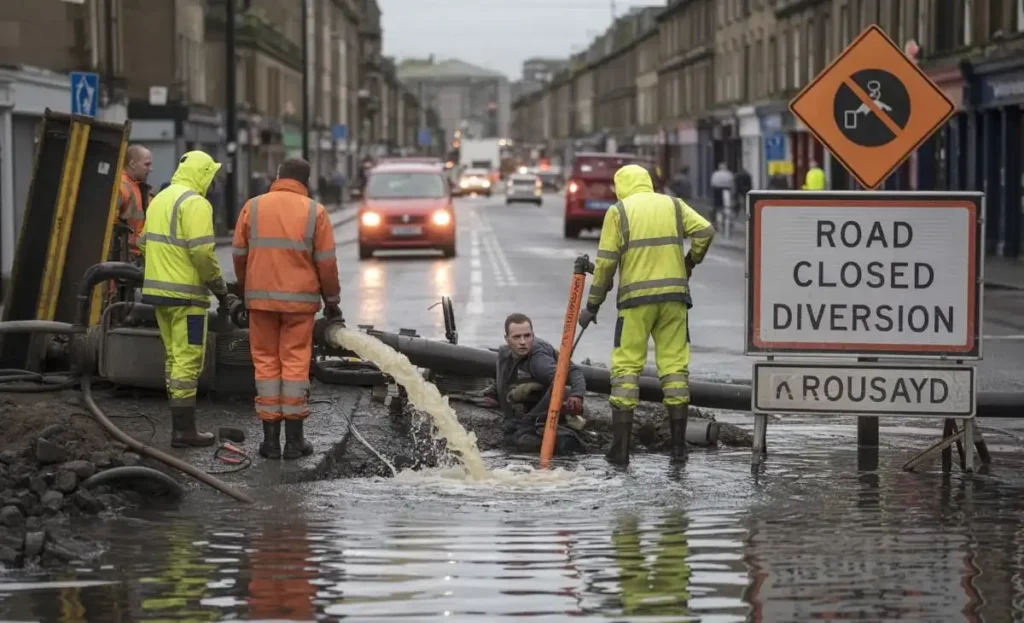 Glasgow Water Main Break Shettleston Road Update Glasgow Water Main Break Shettleston Road